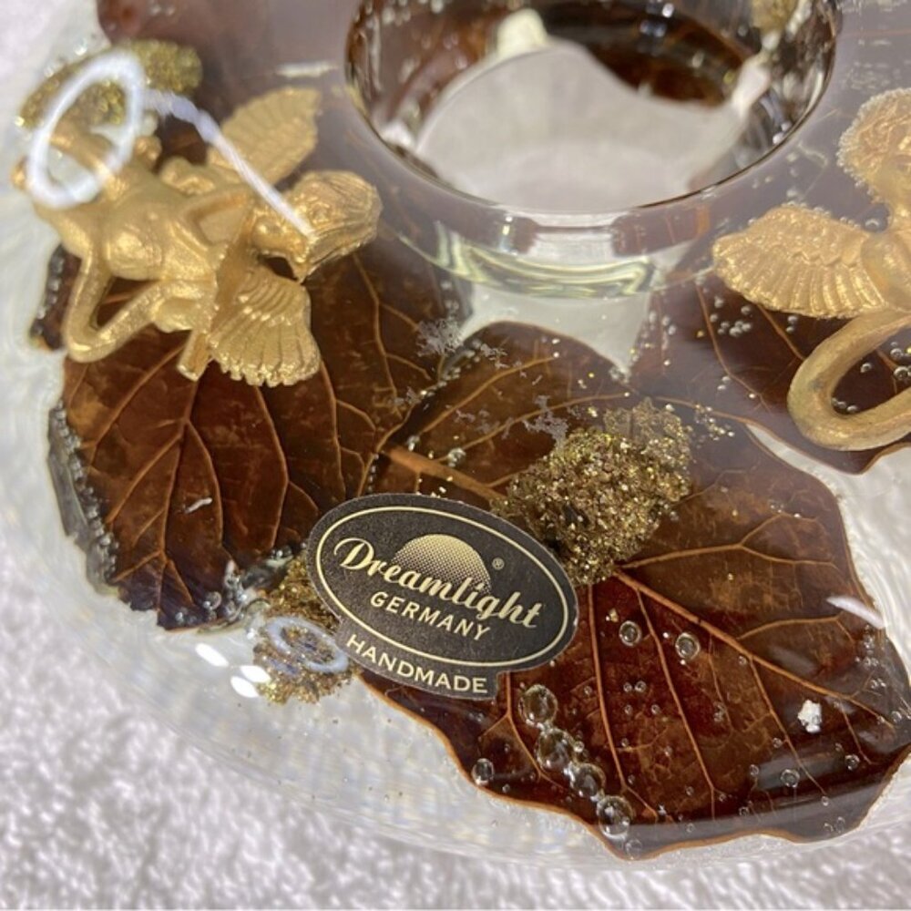 Vintage Dreamlight Germany Handmade Cherub Leaf Vomit Tealight Candle Holder - Picture 2 of 14